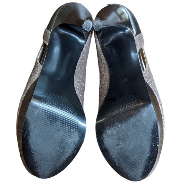 Marc Fisher glitter heels sparkly open toe silver size 8 - Picture 5 of 9